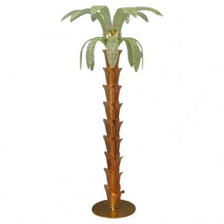 P 158 Lampada da terra MidCentury in vetro di Murano e ottone, 1980