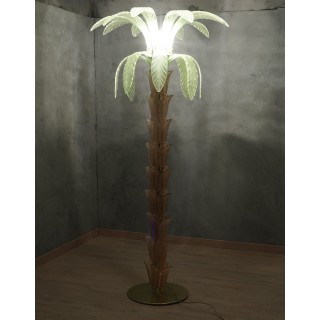 P 158 Lampada da terra MidCentury in vetro di Murano e ottone, 1980