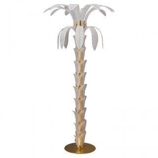 PI 159 Lampada da terra MidCentury in vetro di Murano e ottone, 1980