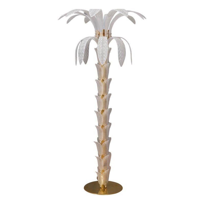 PI 159 Lampada da terra MidCentury in vetro di Murano e ottone, 1980