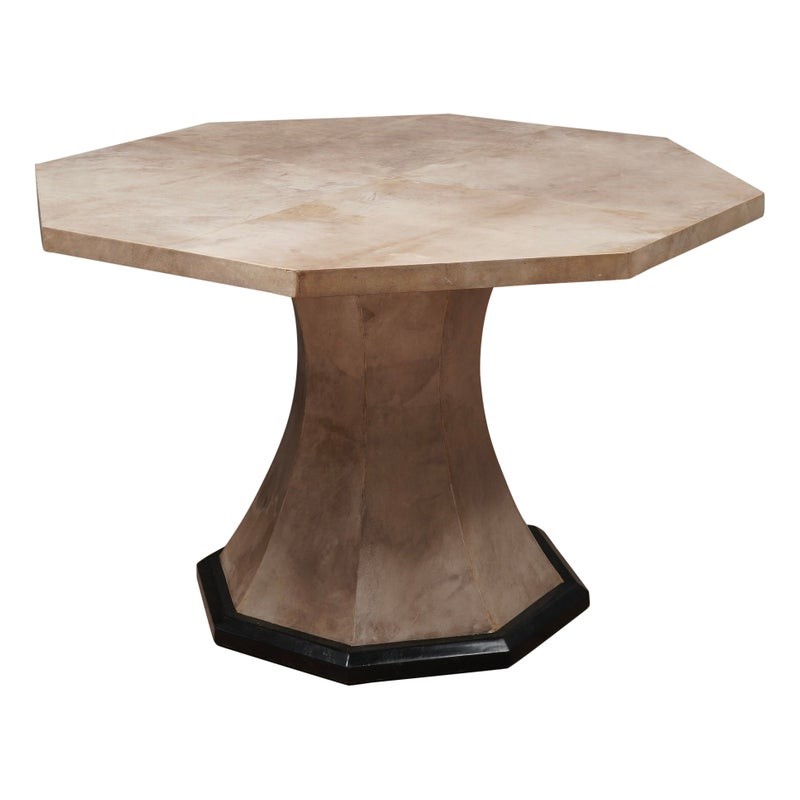 TV 62 Tavolo ottagonale in pelle di pergamena Italia, 1980