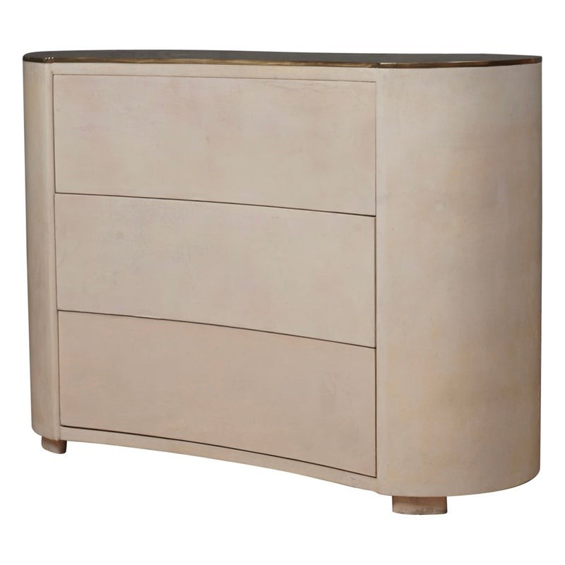 C 134 Comò Mid-Century in pelle di pergamena, 1980