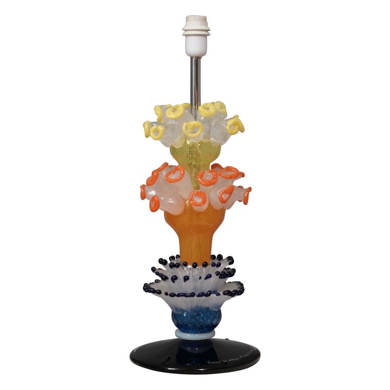 LT 138 Lampada Vistosi in vetro di Murano giallo arancio e blu, 2006