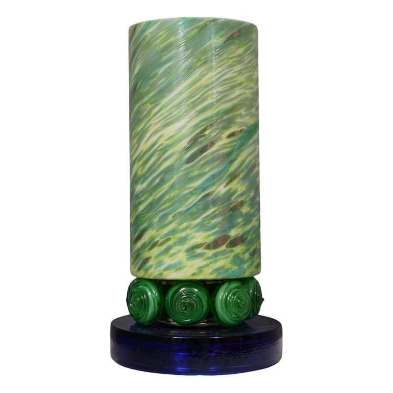 LT 139 Lampada in vetro di Murano con sfumature di verde e blu, 1980