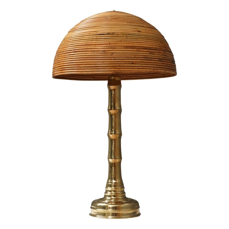 LT 144 Lampada da tavolo in ottone e bambù, 1990