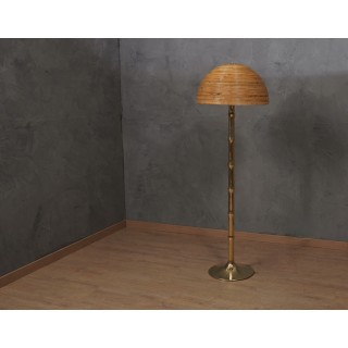 Lampada da terra MidCentury in ottone e bambù, 1990