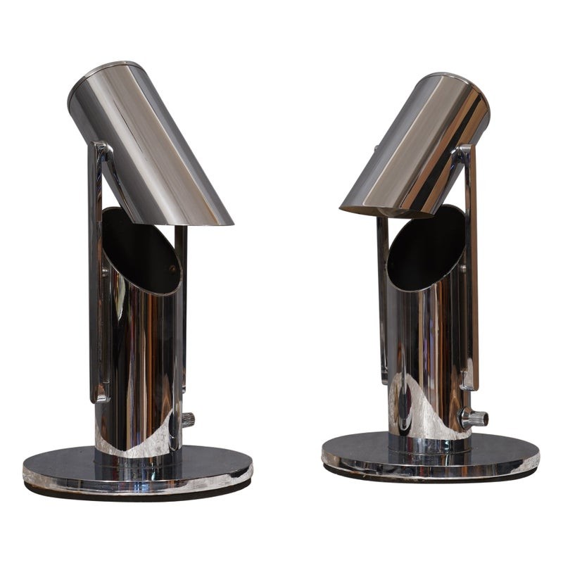 LT 147 Coppia di Lampade da comodino cromate di manifattura italiana, anni '60