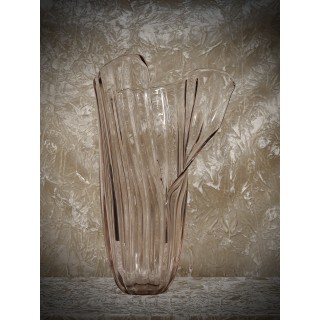 V 26 Vaso in vetro artistico di Murano rosa pallido trasparente, 1980