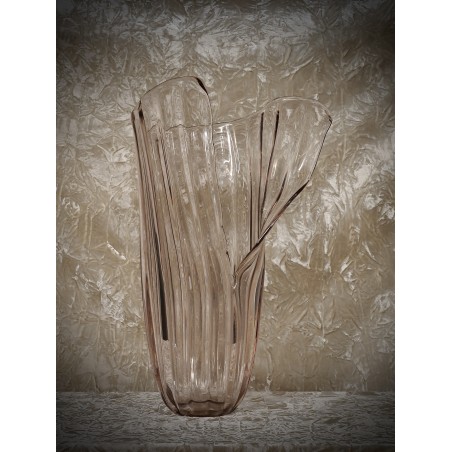 V 26 Vaso in vetro artistico di Murano rosa pallido trasparente, 1980