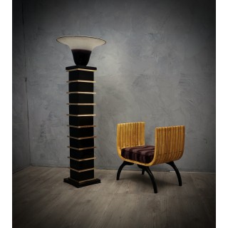 PI 53 Lampada da terra firmata Barbini in vetro di Murano e ottone, 1950