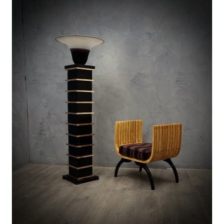 PI 53 Lampada da terra firmata Barbini in vetro di Murano e ottone, 1950