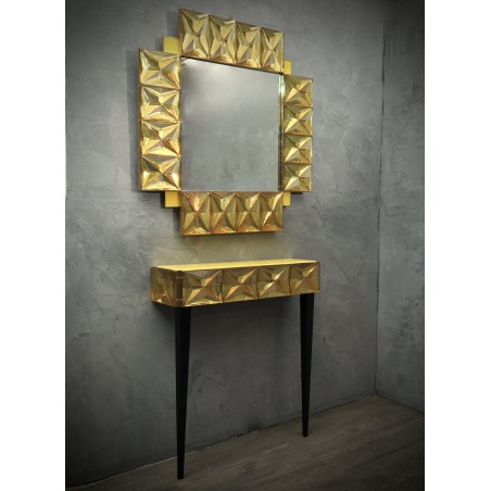 Consolle moderna italiana in vetro artistico giallo di Murano, 2020