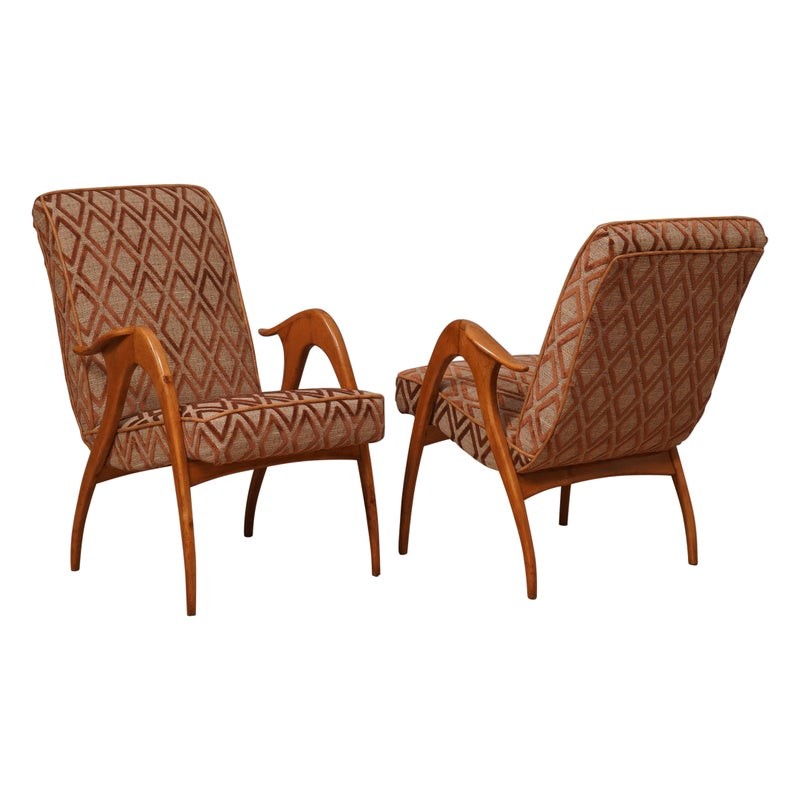 P 166 Poltrone Malatesta e Mason in legno di faggio e tessuto, 1950