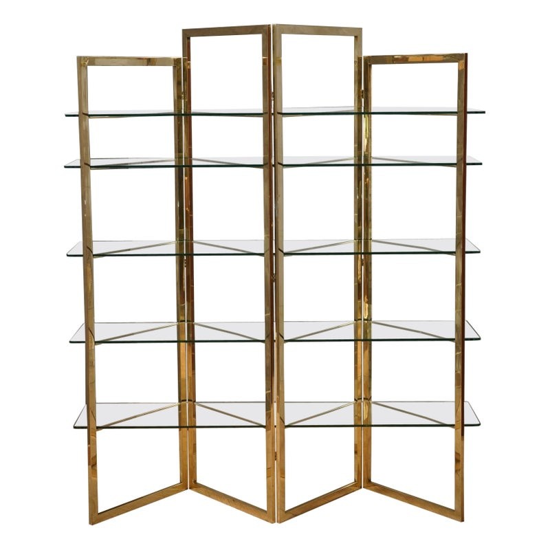 LV 21 Sandro Petti Libreria/Vetrina in ottone e vetro, 1970