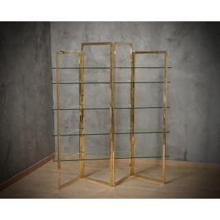 LV 21 Sandro Petti Libreria/Vetrina in ottone e vetro, 1970