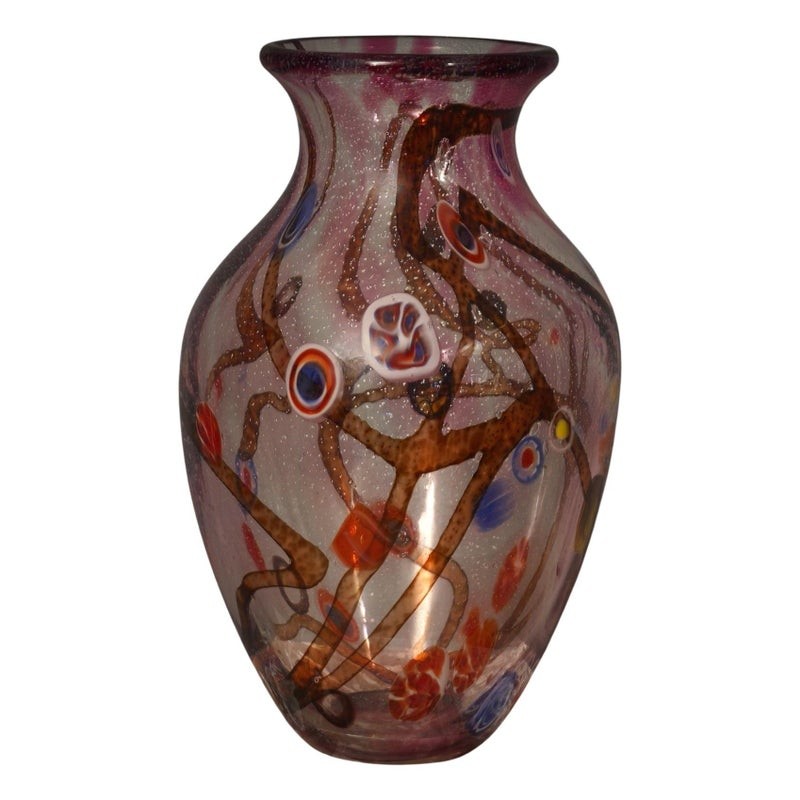 V 40 Vaso in vetro artistico con murrina di Murano, 1980