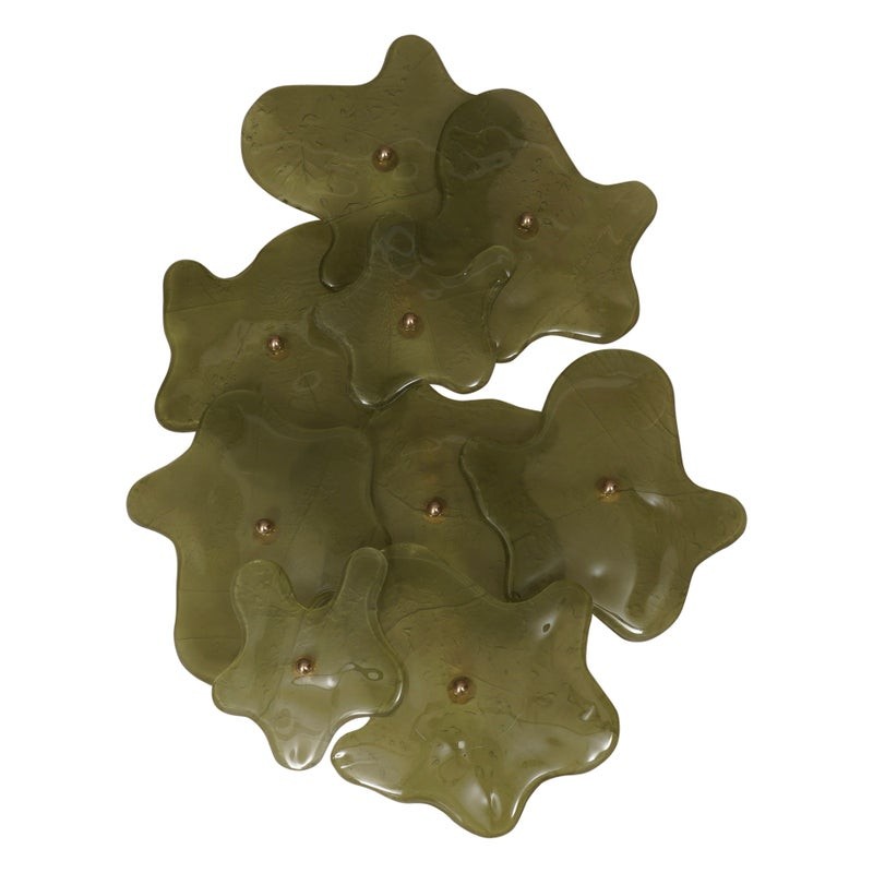 AP 129 Applique in vetro artistico di Murano e ottone color verde, 2000