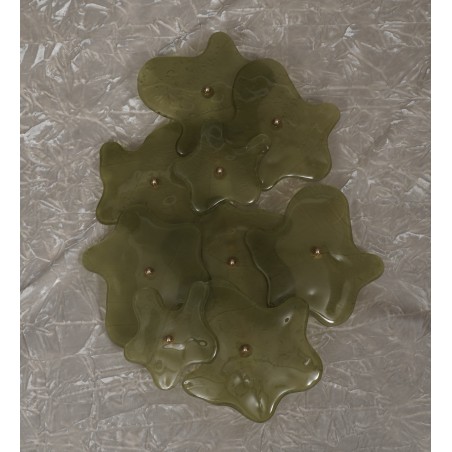 AP 129 Applique in vetro artistico di Murano e ottone color verde, 2000