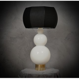 LT 122 Lampada da tavolo di Murano Vistosi in vetro soffiato bianco, 1980