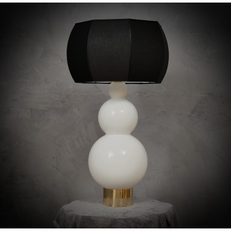 LT 122 Lampada da tavolo di Murano Vistosi in vetro soffiato bianco, 1980