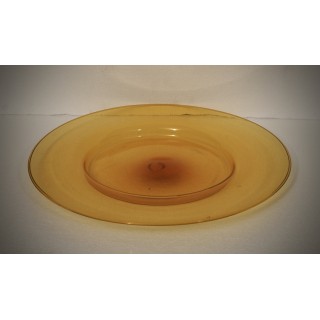 V 47 Piatto rotondo in vetro color arancio Cappellin Murano, 1920