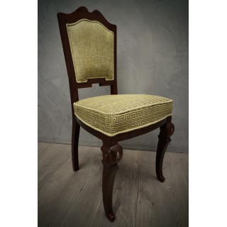 SD 73 Sedie Art Deco in legno di mogano e velluto verde geometrico, 1920