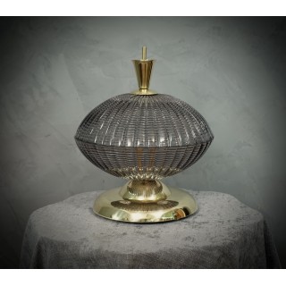 LT 129 Lampada metà in vetro artistico di Murano colore fumè, 1980