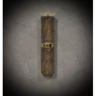 AP 117 Applique in vetro artistico di Murano color tortora e ottone.