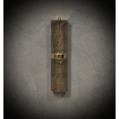 AP 117 Applique in vetro artistico di Murano color tortora e ottone.