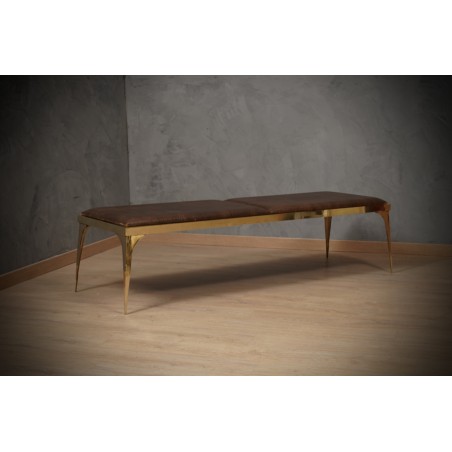 P 150 Panchetta italiana in ottone e pelle marrone, 1970