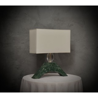 LT 137 Lampada da tavolo in marmo verde india e vetro di Murano