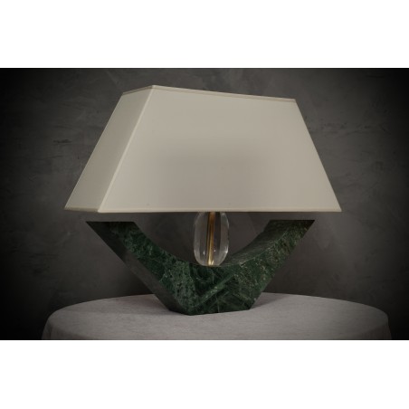 LT 135 Lampada da tavolo in marmo verde india e vetro di Murano