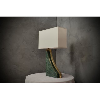LT 136 Lampada da tavolo italiana in marmo verde india e ottone