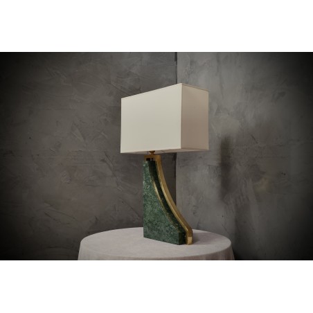 LT 136 Lampada da tavolo italiana in marmo verde india e ottone