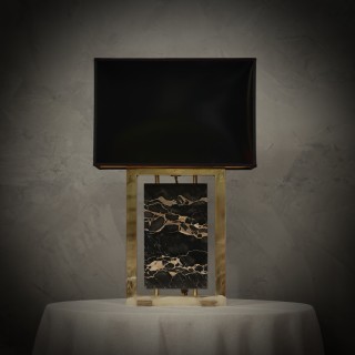 LT 134 Lampada da tavolo in marmo Portoro e ottone