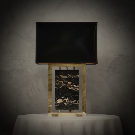 LT 134 Lampada da tavolo in marmo Portoro e ottone