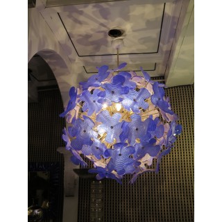 L 72   lampadario  Sputnik in vetro di Murano color blu