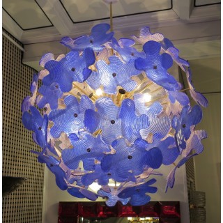 L 72   lampadario  Sputnik in vetro di Murano color blu