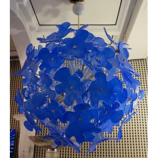 L 72   lampadario  Sputnik in vetro di Murano color blu