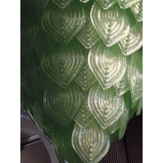 L 75 Lampadario con foglie di Murano color verde