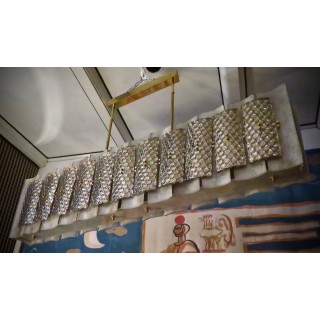 L 76  Lampadario di forma rettangolare in vetro di murano