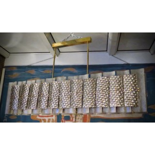 L 76  Lampadario di forma rettangolare in vetro di murano