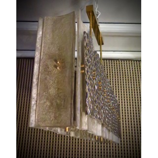 L 76  Lampadario di forma rettangolare in vetro di murano