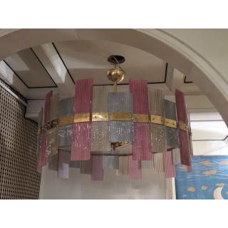 L 77   Lampadario dalla forma circolare in vetro di murano