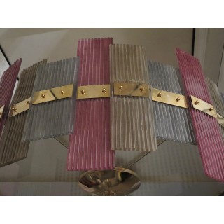 L 77   Lampadario dalla forma circolare in vetro di murano