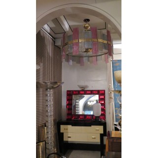 L 77   Lampadario dalla forma circolare in vetro di murano