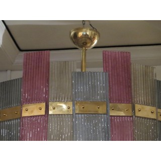 L 77   Lampadario dalla forma circolare in vetro di murano