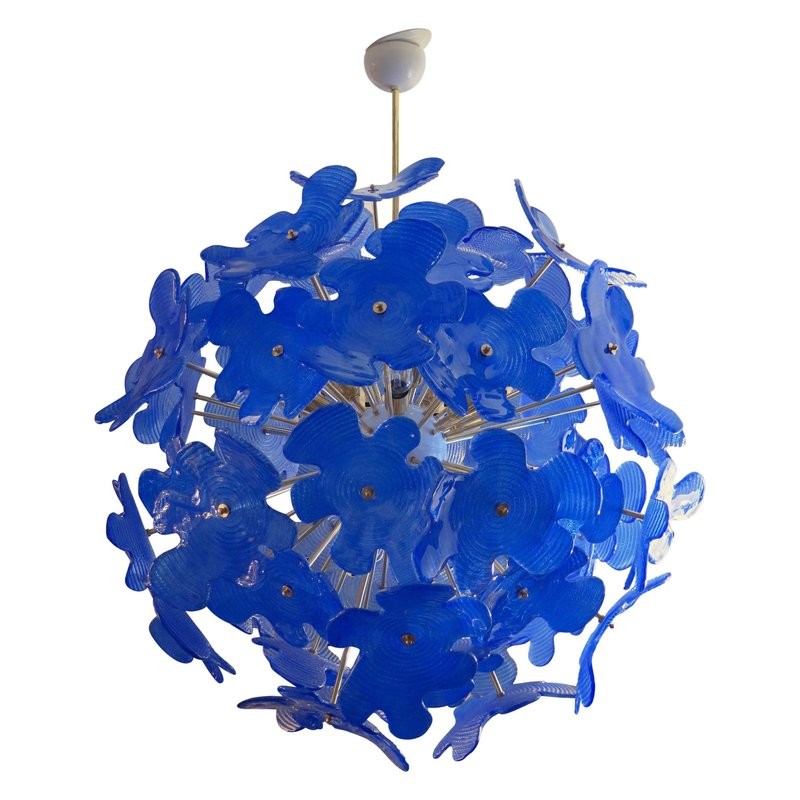 L 72 lampadario  Sputnik in vetro di Murano color blu