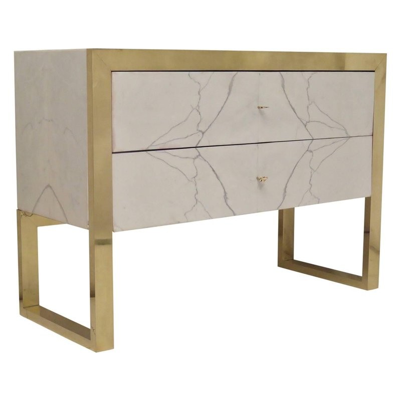 Comò in ottone e marmo statuario