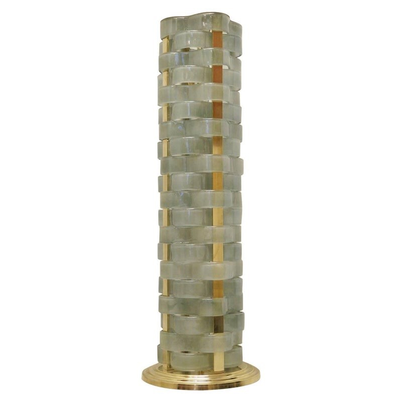 PI 48  Coppia di piantane in vetro e ottone